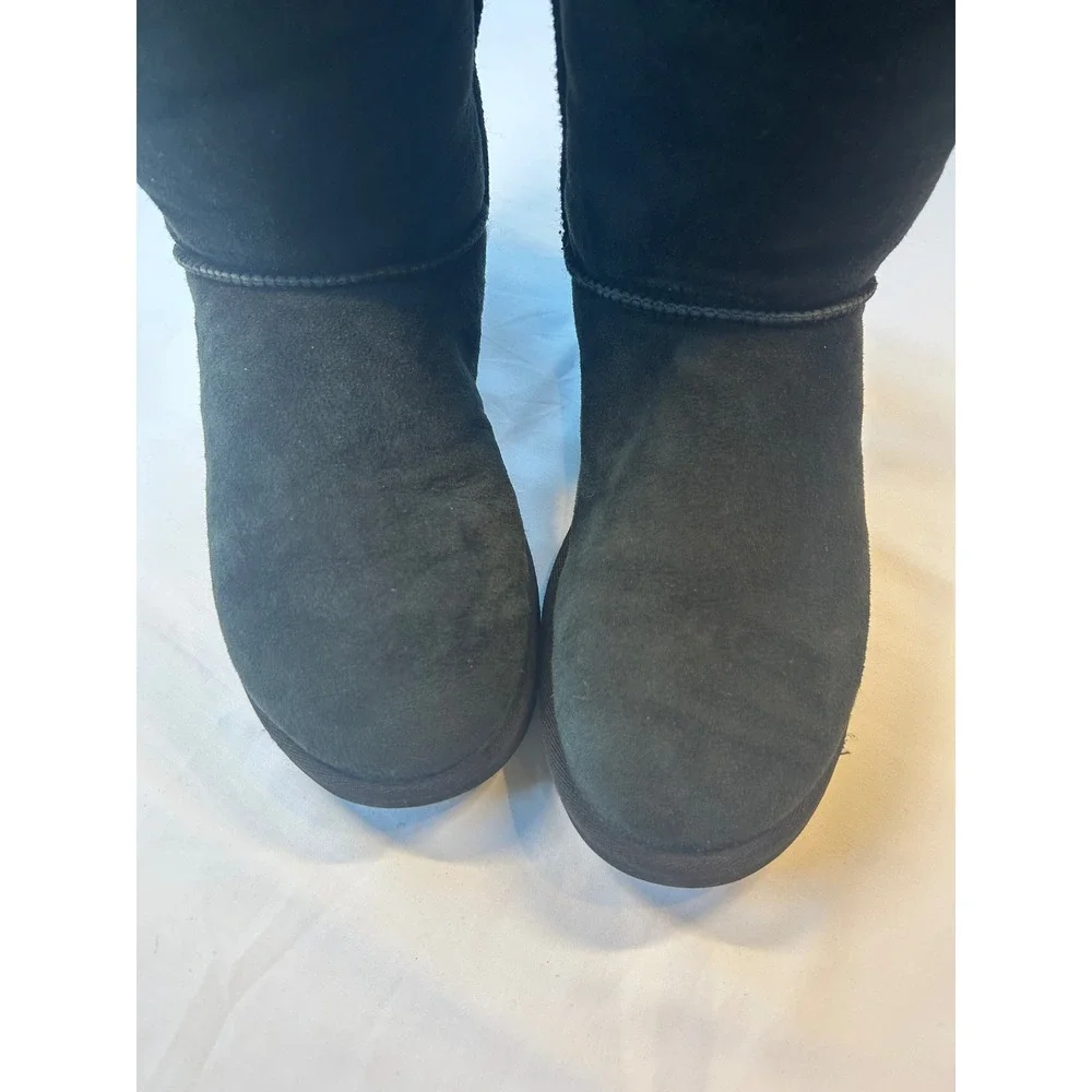 UGG Bailey Button Triplet Boots Women 11 Black Suede Shearling Tall 1873